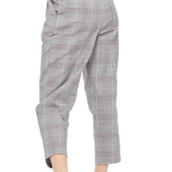 NWOT Topshop High Waist Linen Check Trousers Capri Ankle Size Small 4 - Picture 5 of 8